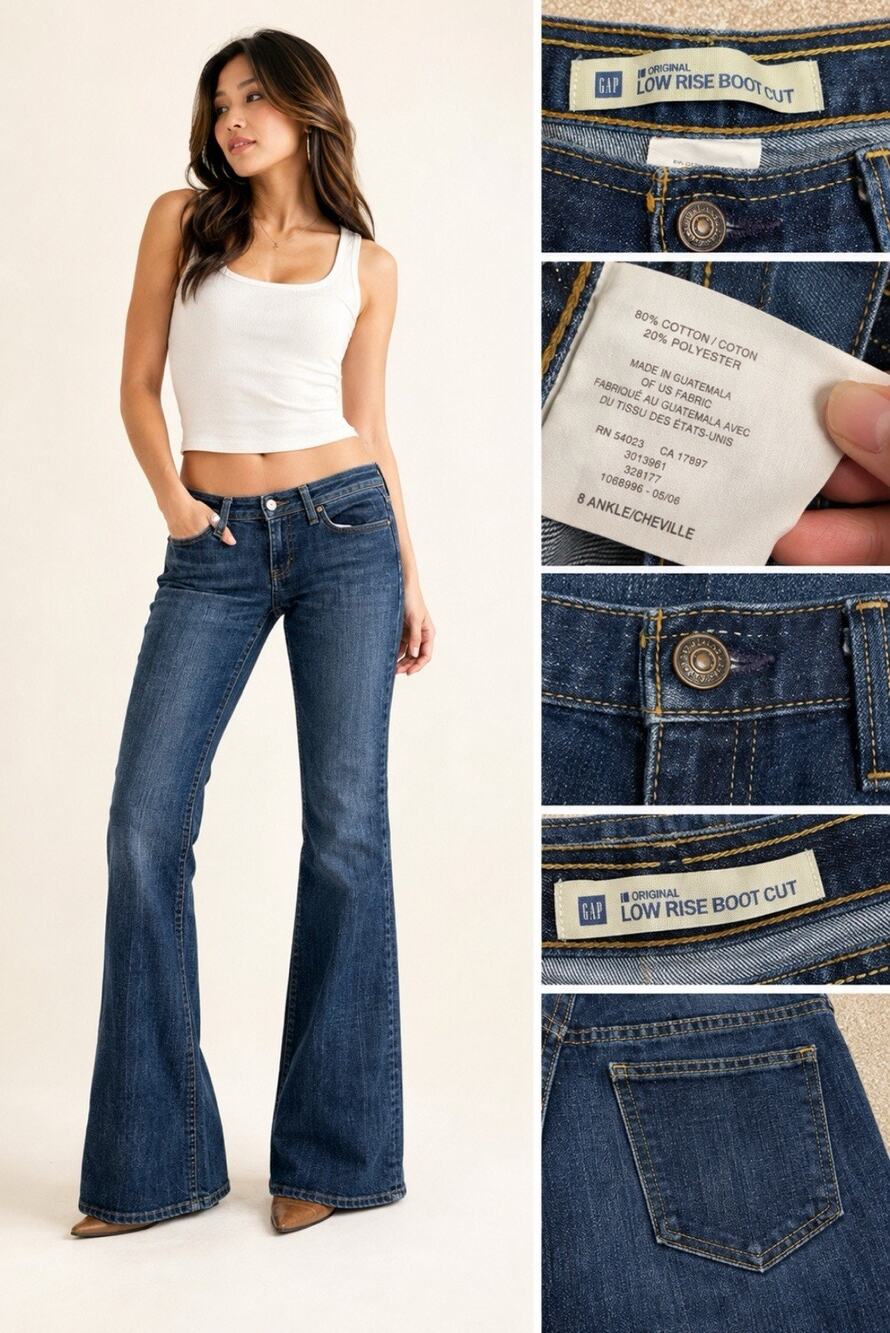 Y2K Indie Sleaze 2000s Gap Low Rise Bootcut Jeans Size 8 Medium Wash Denim